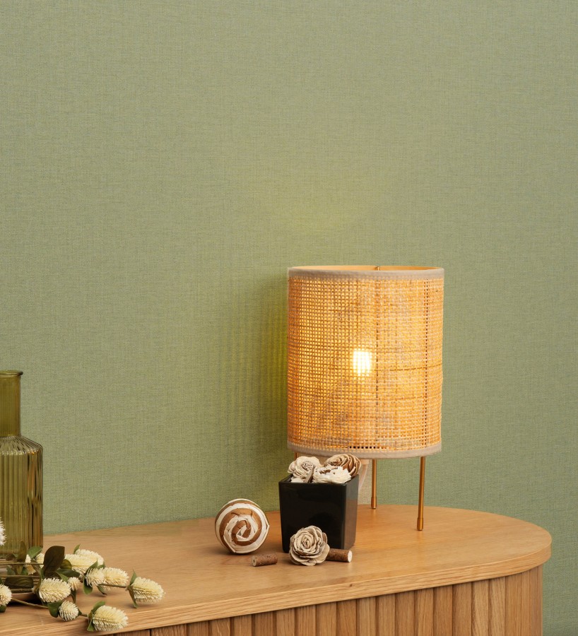 Papel pintado hilos de lino verde musgo  Andine Weave 685210