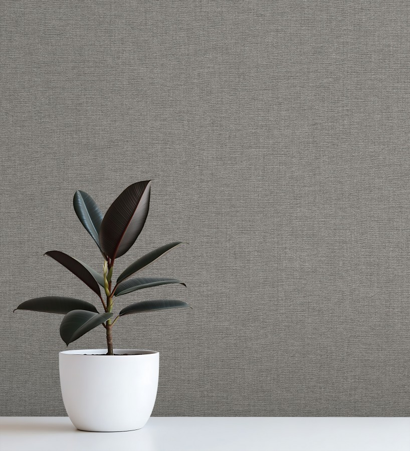 Papel pintado hilos de lino gris oscuro  Andine Weave 685212
