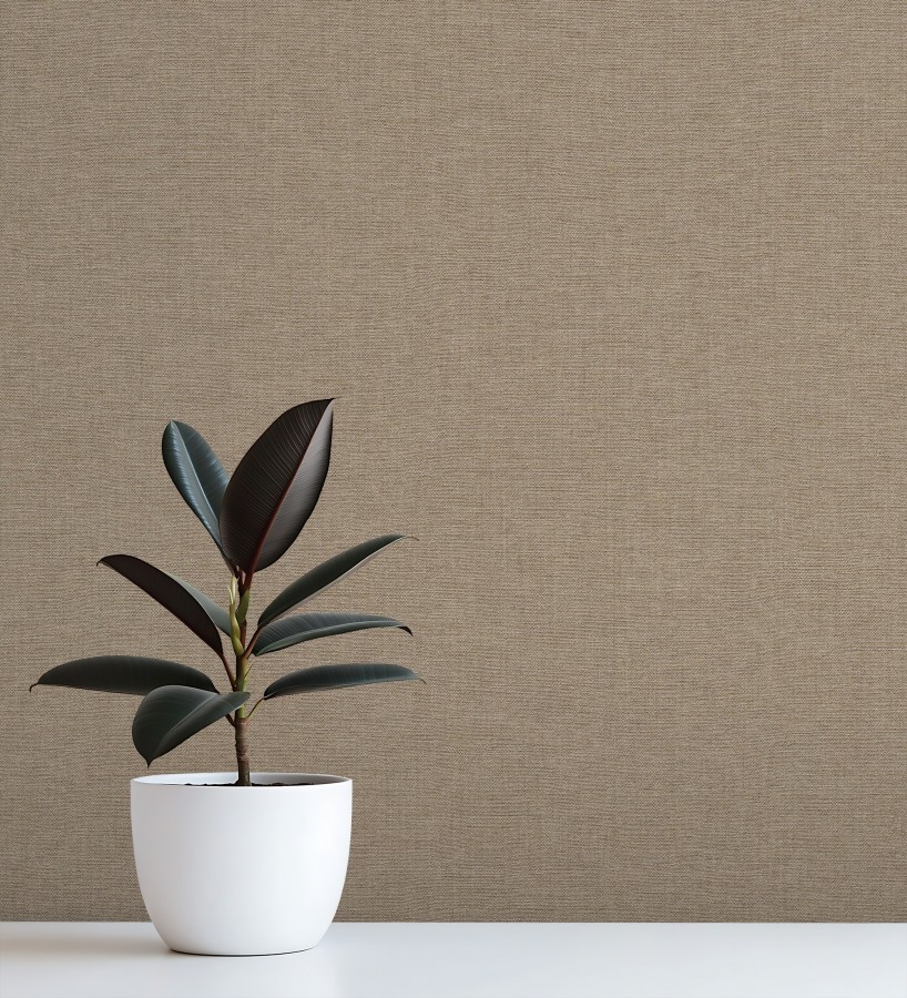Papel pintado hilos de lino marrón taupe  Andine Weave 685213