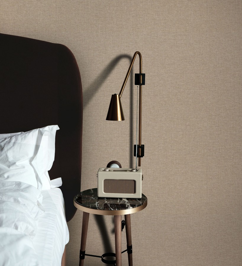 Papel pintado hilos de lino marrón taupe  Andine Weave 685213