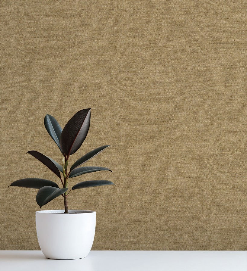 Papel pintado hilos de lino ocre  Andine Weave 685216