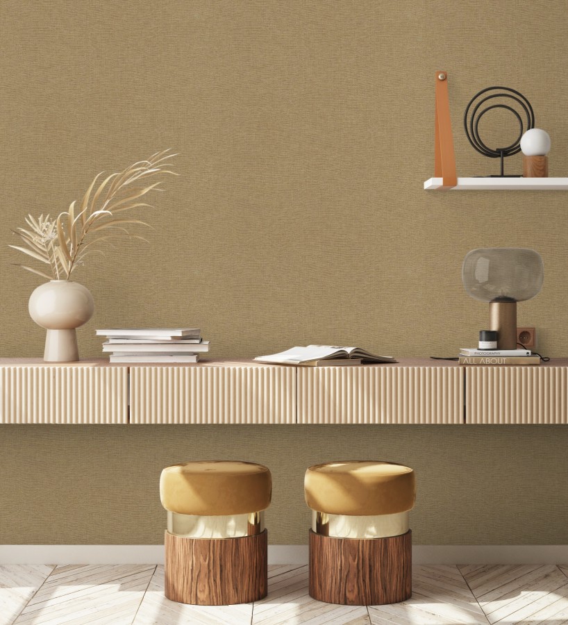 Papel pintado hilos de lino ocre  Andine Weave 685216