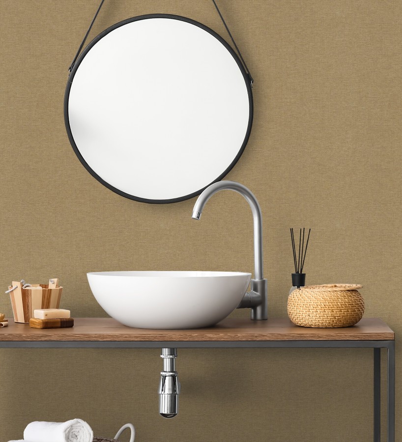 Papel pintado hilos de lino ocre  Andine Weave 685216