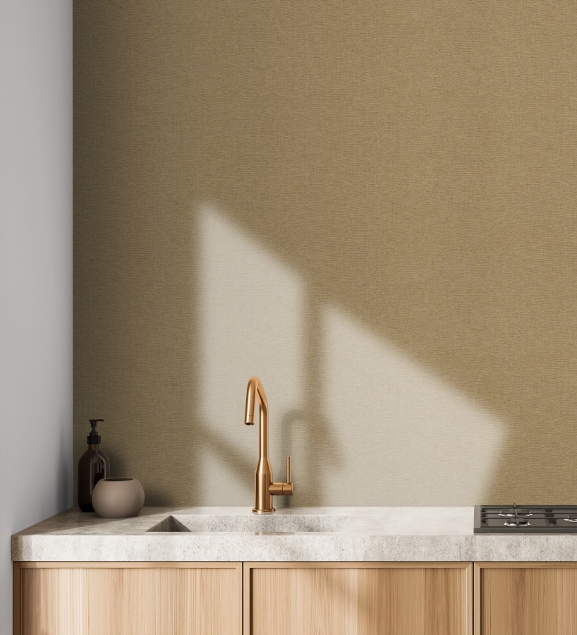 Papel pintado hilos de lino ocre  Andine Weave 685216