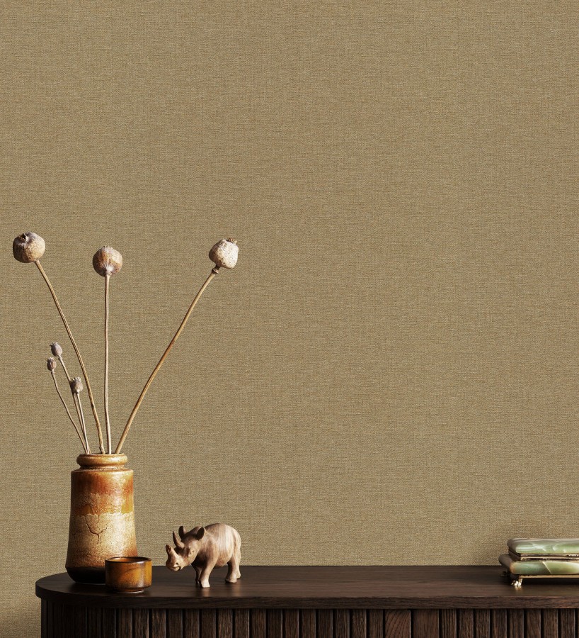 Papel pintado hilos de lino ocre  Andine Weave 685216