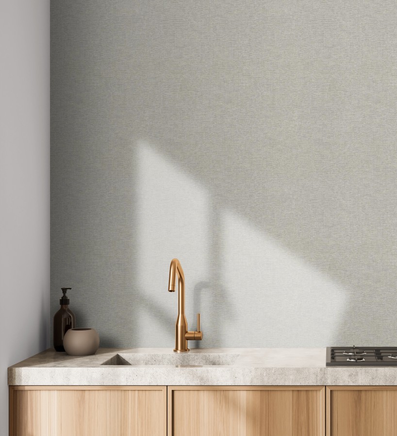 Papel pintado hilos de lino gris ceniza  Andine Weave 685217