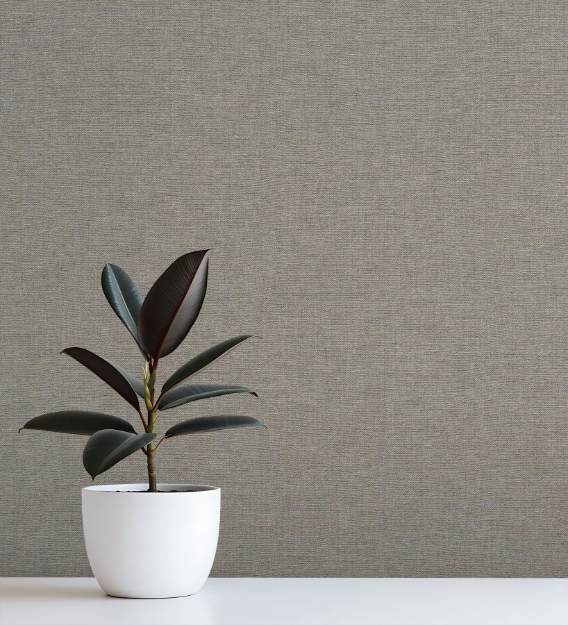 Papel pintado hilos de lino gris visón  Andine Weave 685218