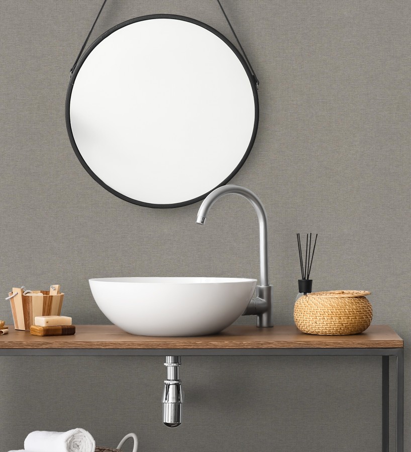 Papel pintado hilos de lino gris visón  Andine Weave 685218