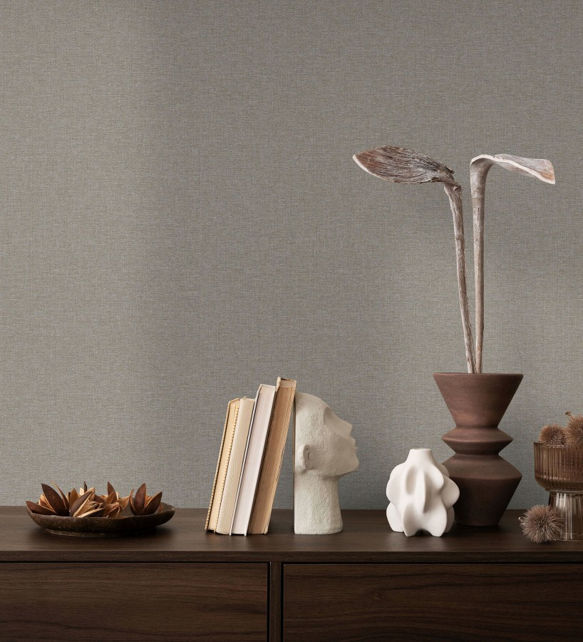 Papel pintado hilos de lino gris visón  Andine Weave 685218