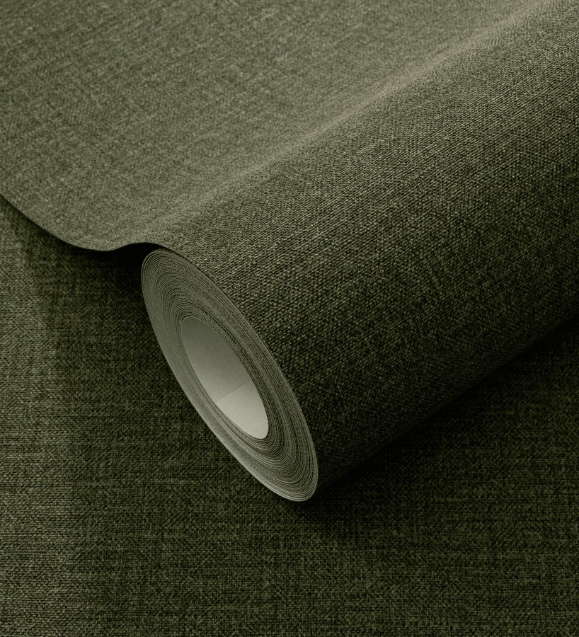 Papel pintado hilos de lino verde bosque  Andine Weave 685219