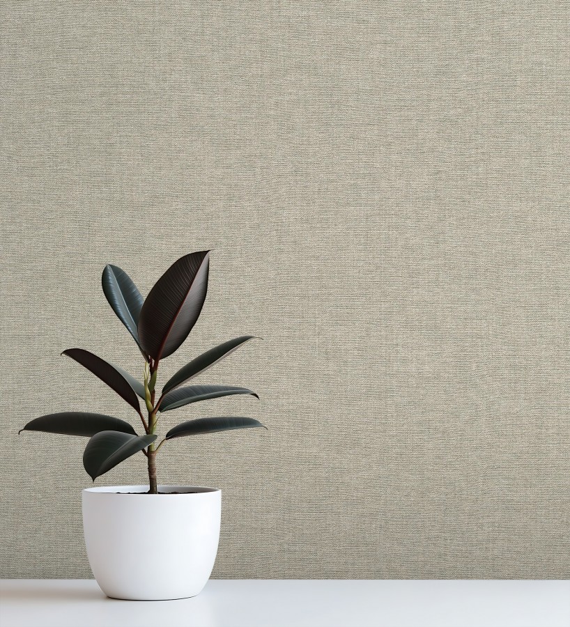Papel pintado hilos de lino gris piedra  Andine Weave 685220