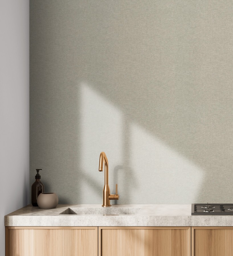 Papel pintado hilos de lino gris piedra  Andine Weave 685220