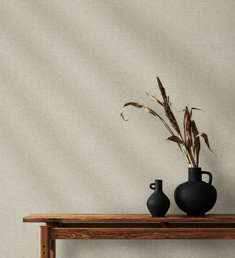 Papel pintado hilos de lino gris piedra  Andine Weave 685220