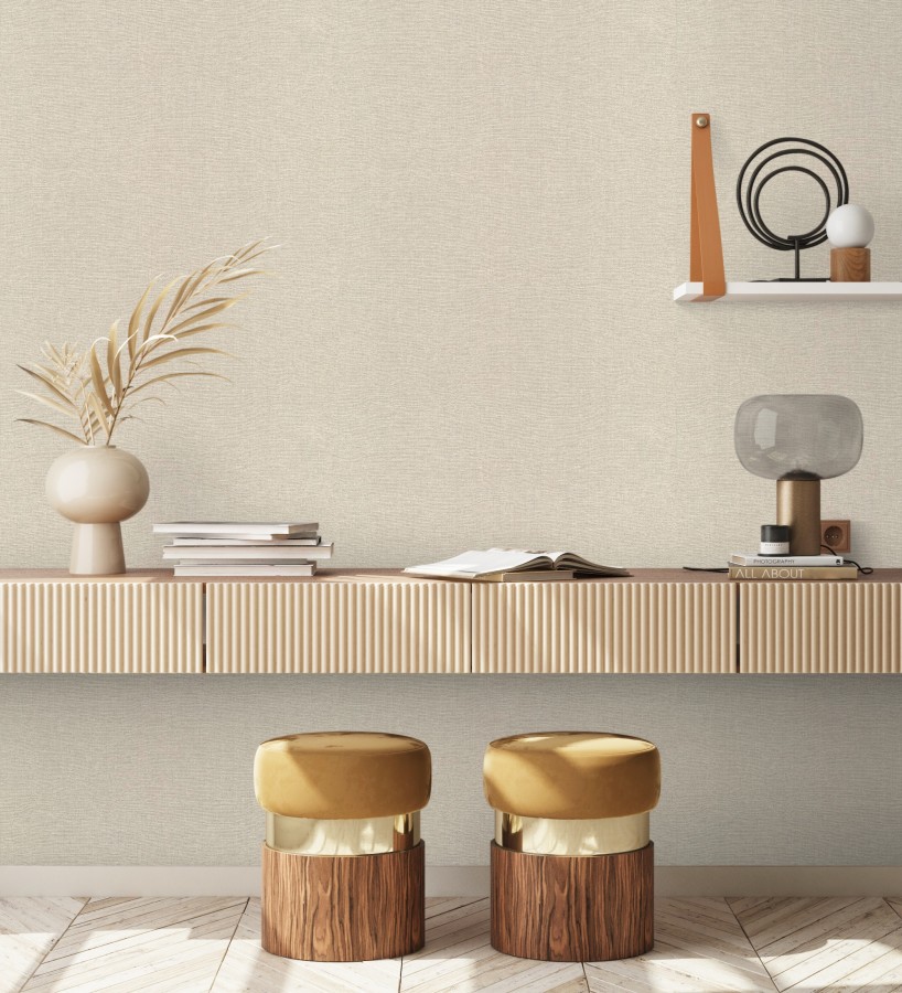 Papel pintado hilos de lino tonos beige  Andine Weave 685221