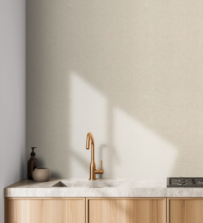 Papel pintado hilos de lino tonos beige  Andine Weave 685221