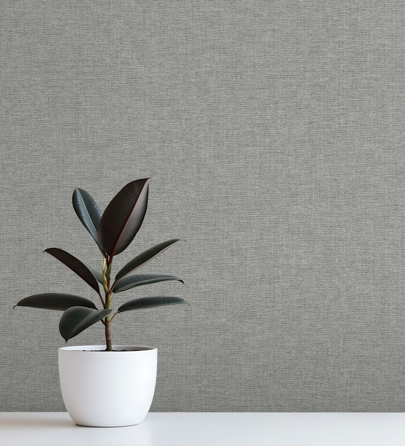 Papel pintado hilos de lino gris plomo  Andine Weave 685222