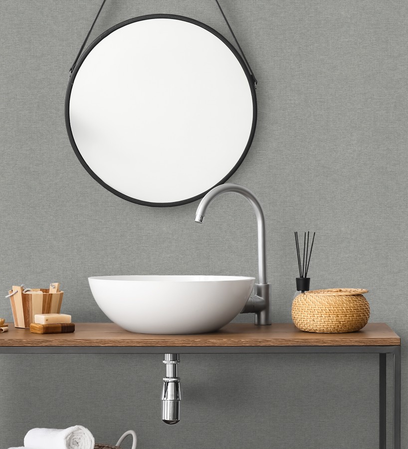 Papel pintado hilos de lino gris plomo  Andine Weave 685222