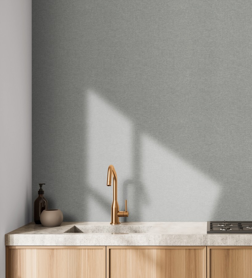 Papel pintado hilos de lino gris plomo  Andine Weave 685222