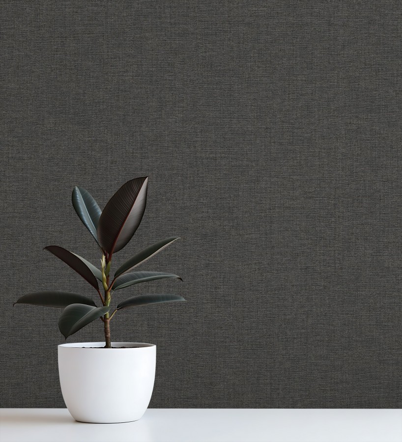 Papel pintado hilos de lino gris antracita  Andine Weave 685223