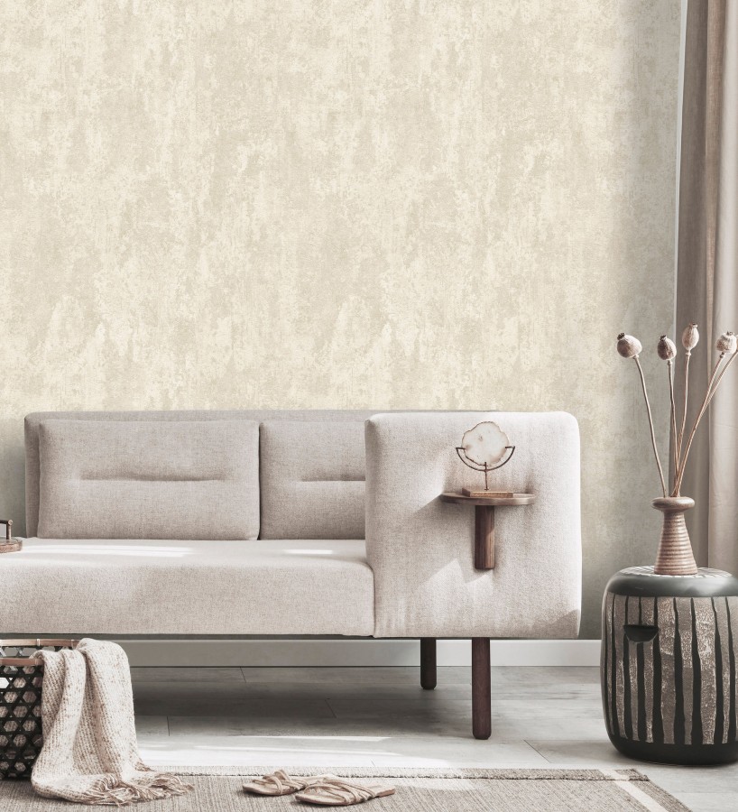 Papel pintado mineral pátina metálica tono arena mate   Calgary Steel 685224