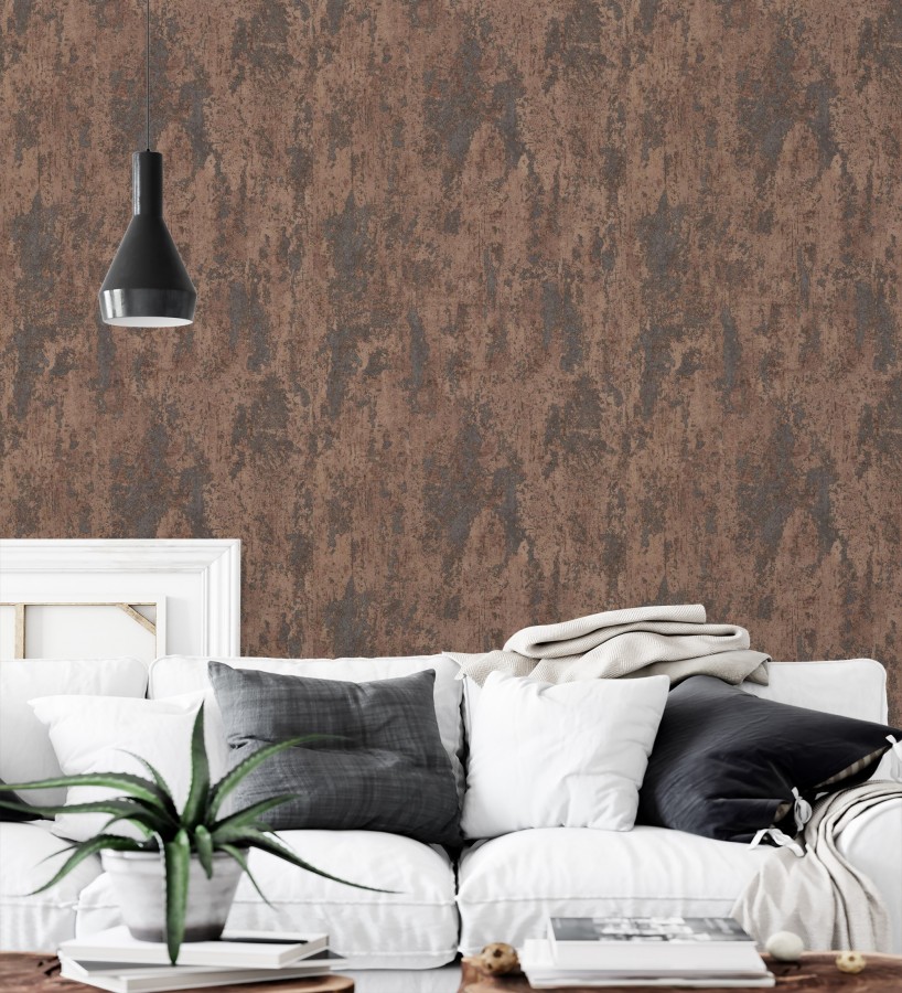 Papel pintado mineral pátina metálica cobre  Calgary Steel 685227