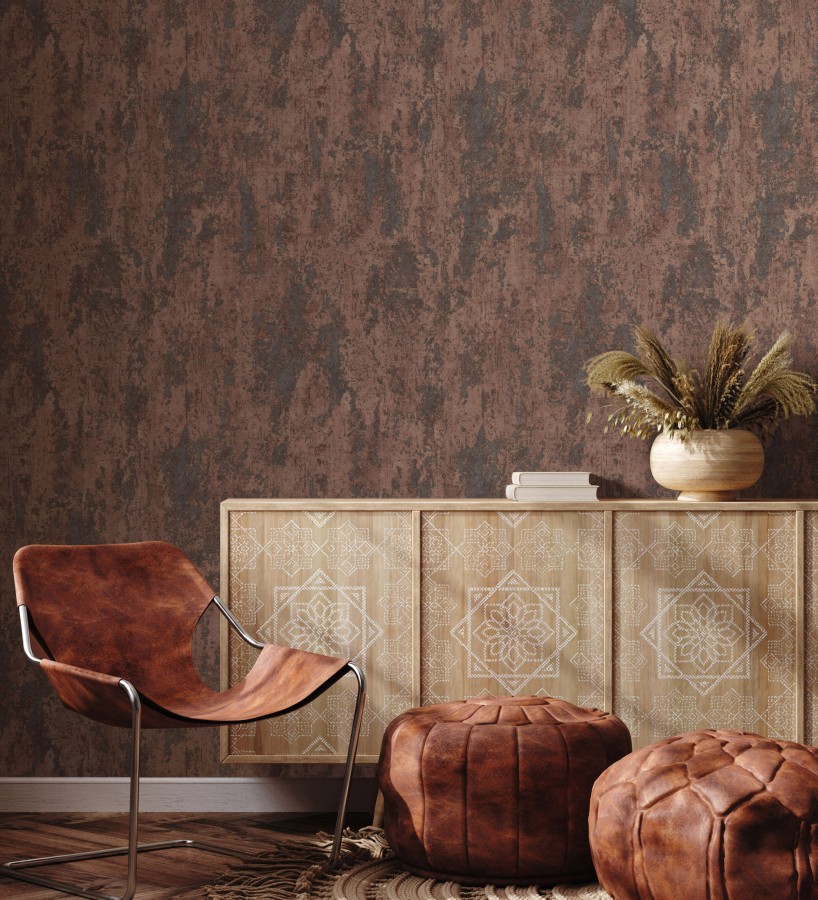 Papel pintado mineral pátina metálica cobre  Calgary Steel 685227