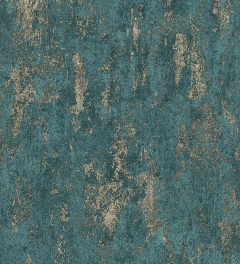 Papel pintado mineral pátina metálica oro fondo verde esmeralda   Calgary Steel 685229