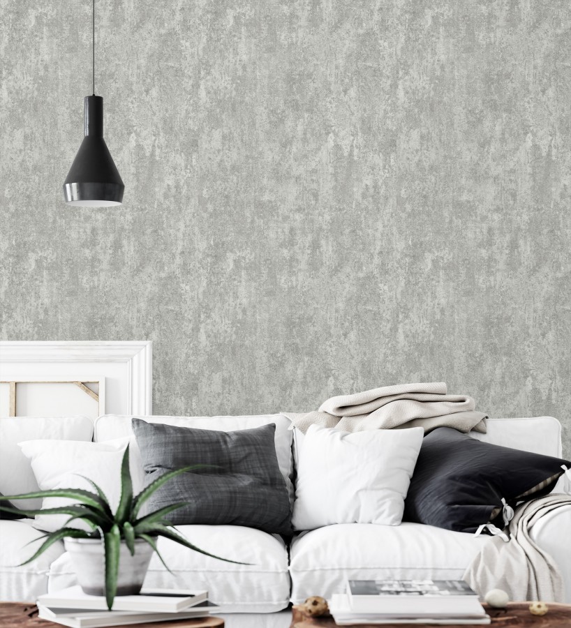 Papel pintado mineral pátina metálica acero fondo gris cemento   Calgary Steel 685230