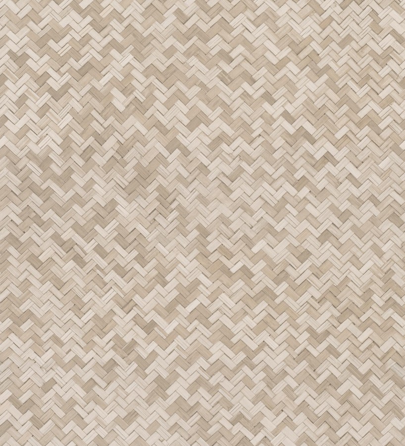 Papel pintado efecto ratán bambú beige trenzado espiga  Savile Rattan 685239