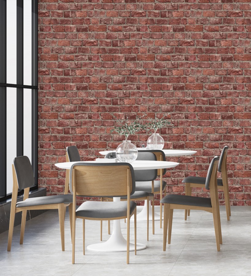 Papel pintado ladrillo rojo rústico industrial texturizado efecto realista  London Factory 685244