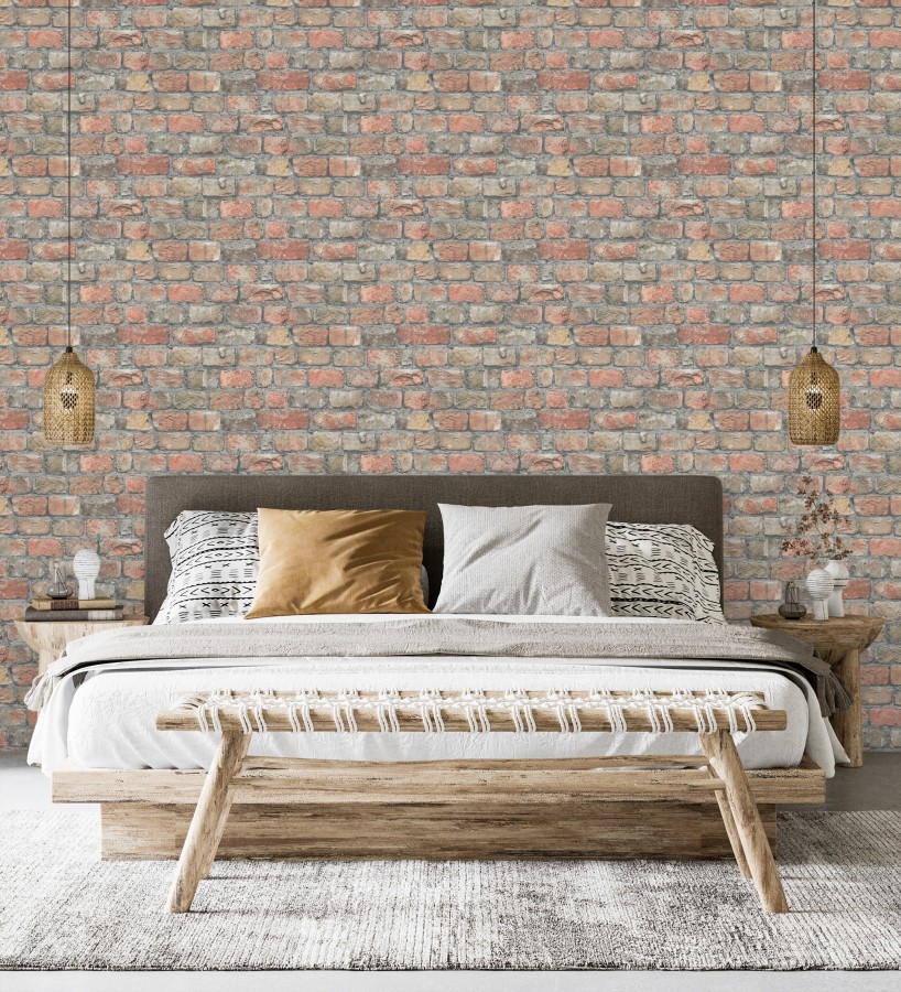Papel pintado ladrillo realista estilo rústico industrial texturizado efecto realista  London Factory 685245