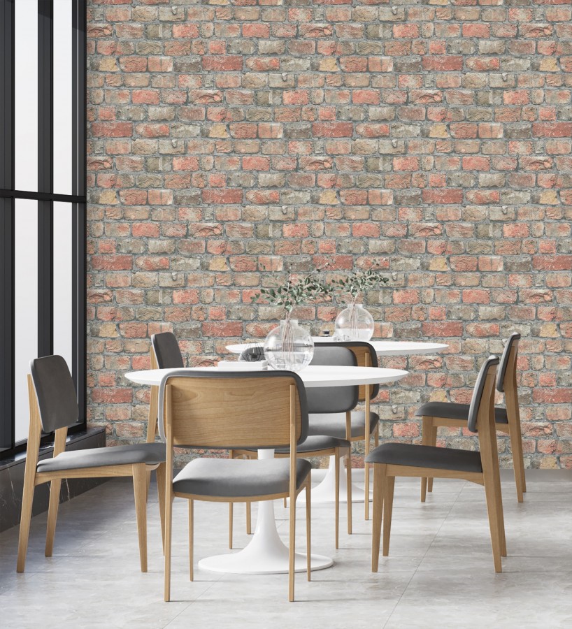Papel pintado ladrillo realista estilo rústico industrial texturizado efecto realista  London Factory 685245