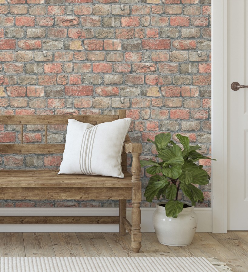 Papel pintado ladrillo realista estilo rústico industrial texturizado efecto realista  London Factory 685245