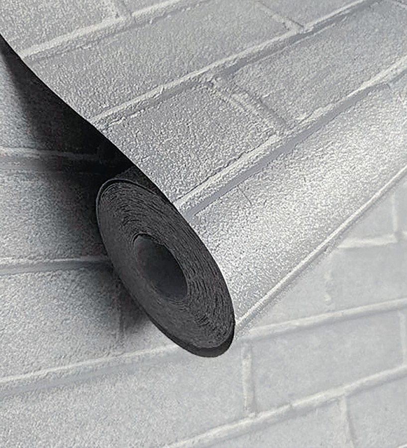 Papel pintado de ladrillos gris para niños cuarto juvenil  Benton Loft 685246