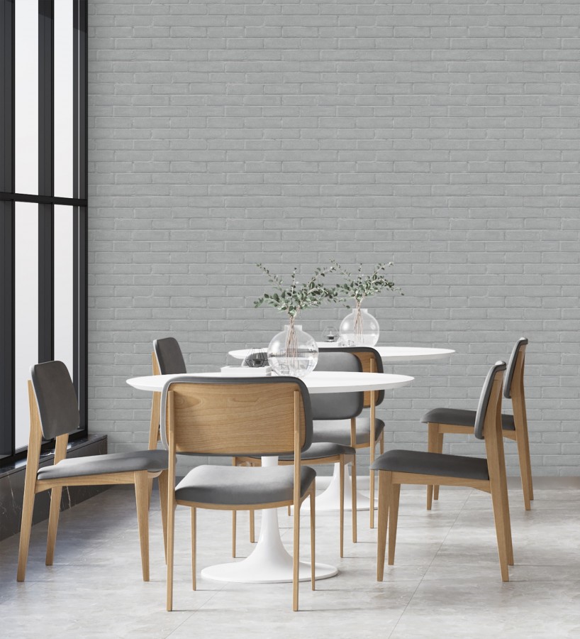 Papel pintado de ladrillos gris para niños cuarto juvenil  Benton Loft 685246