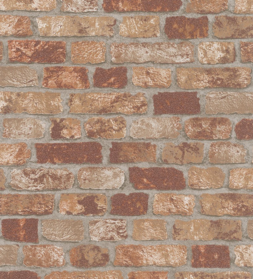 Papel pintado muro de ladrillos tono terracota relieve y tacto arenoso  Salem Brick 685248