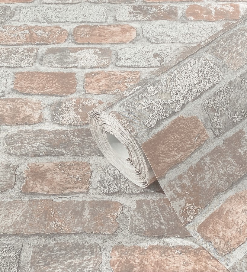 Papel pintado muro de ladrillos en relieve y tacto arenoso  Salem Brick 685249