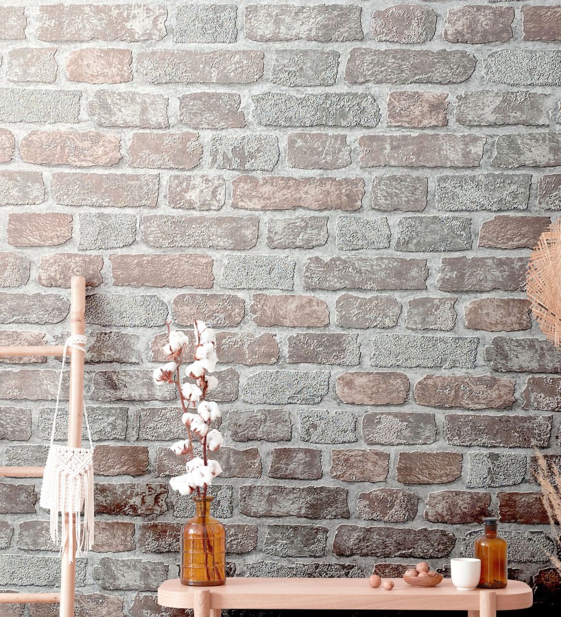 Papel pintado muro de ladrillos en relieve y tacto arenoso  Salem Brick 685249