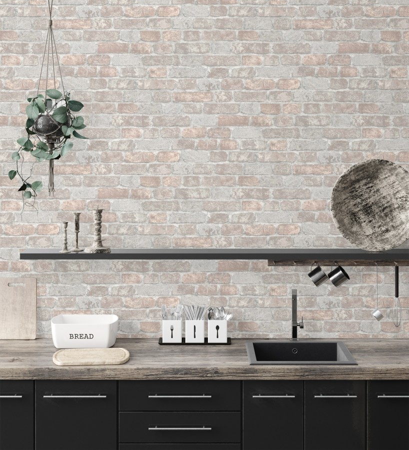 Papel pintado muro de ladrillos en relieve y tacto arenoso  Salem Brick 685249