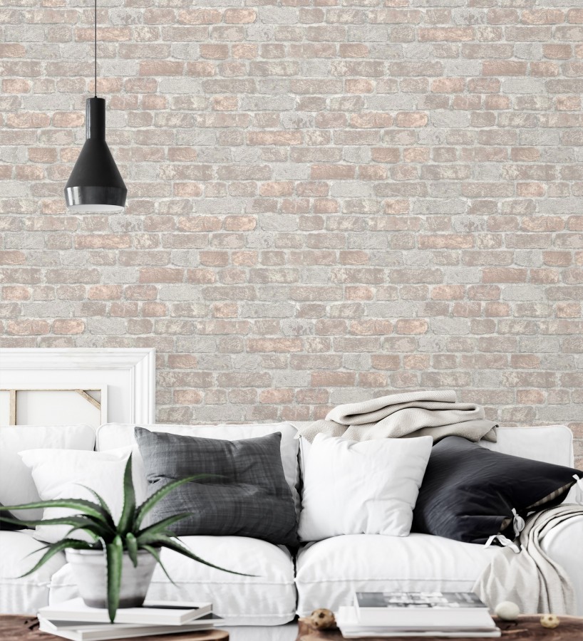 Papel pintado muro de ladrillos en relieve y tacto arenoso  Salem Brick 685249