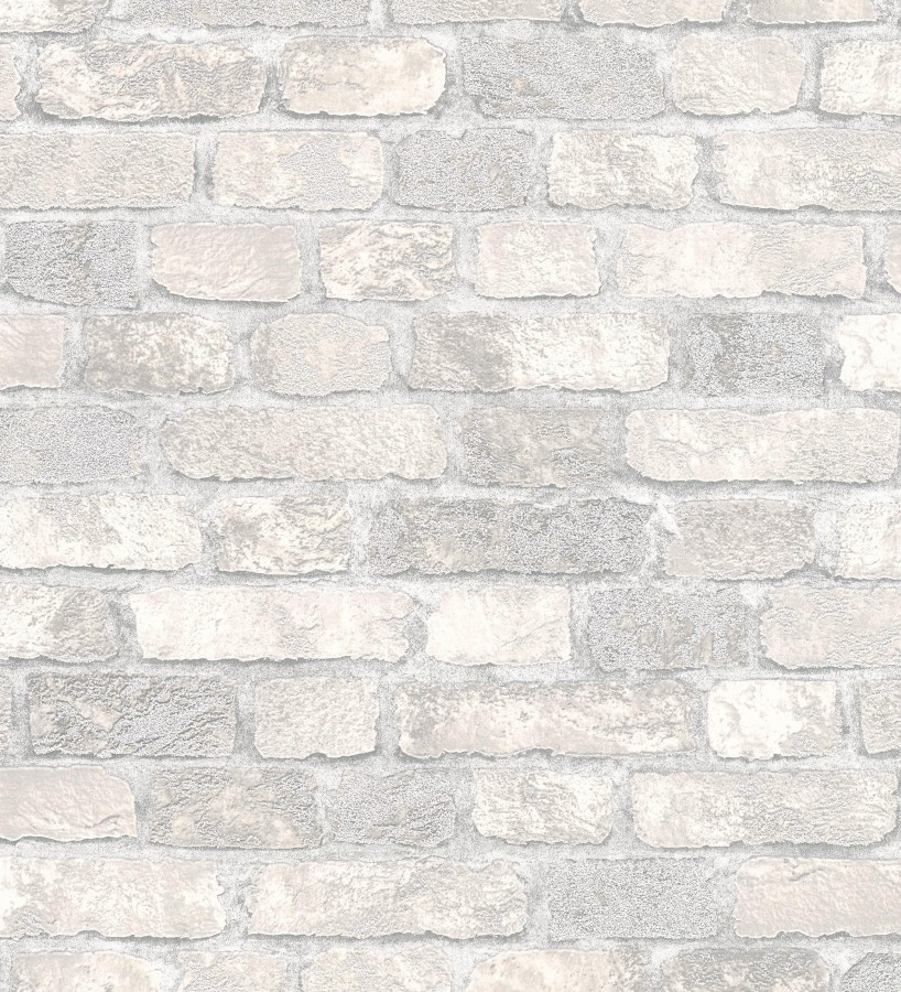 Papel pintado muro de ladrillos gris y beige relieve y tacto arenoso  Salem Brick 685250