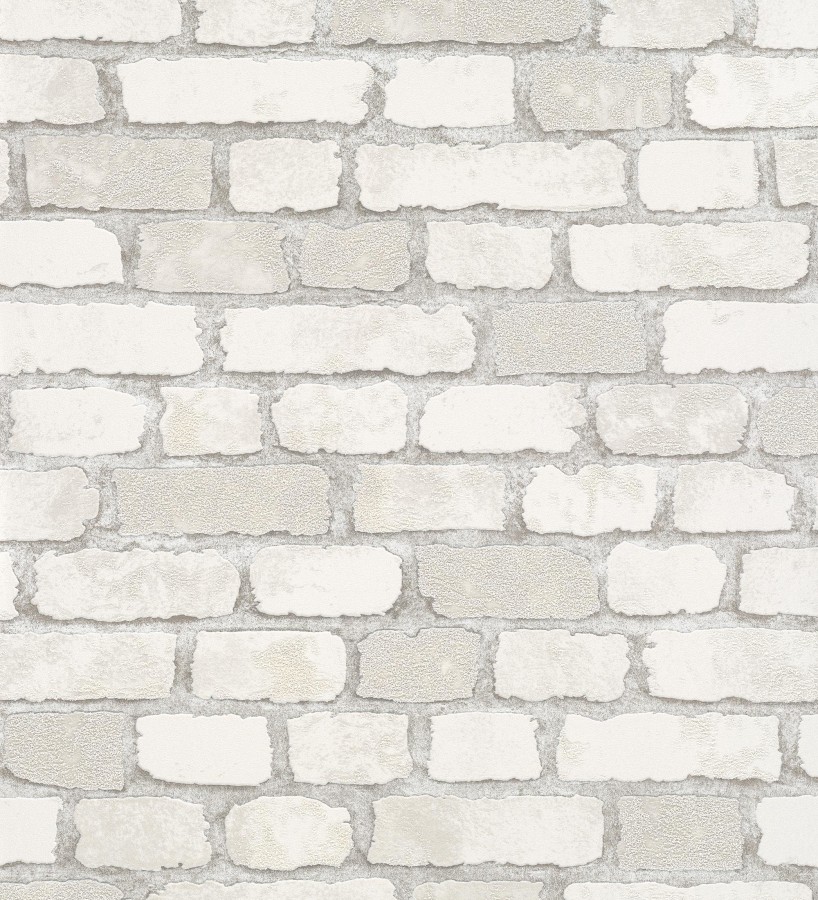 Papel pintado muro de ladrillos blanco roto relieve y tacto arenoso  Salem Brick 685251