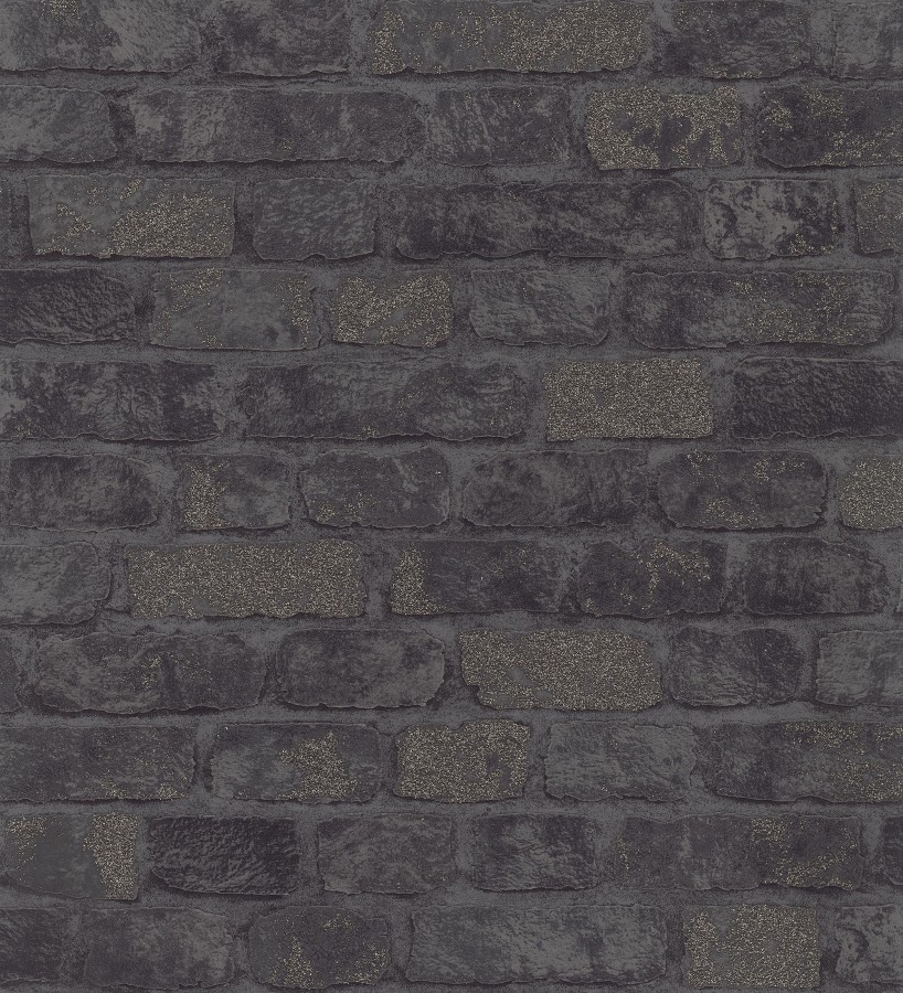 Papel pintado muro de ladrillos tono antracita relieve y tacto arenoso  Salem Brick 685252