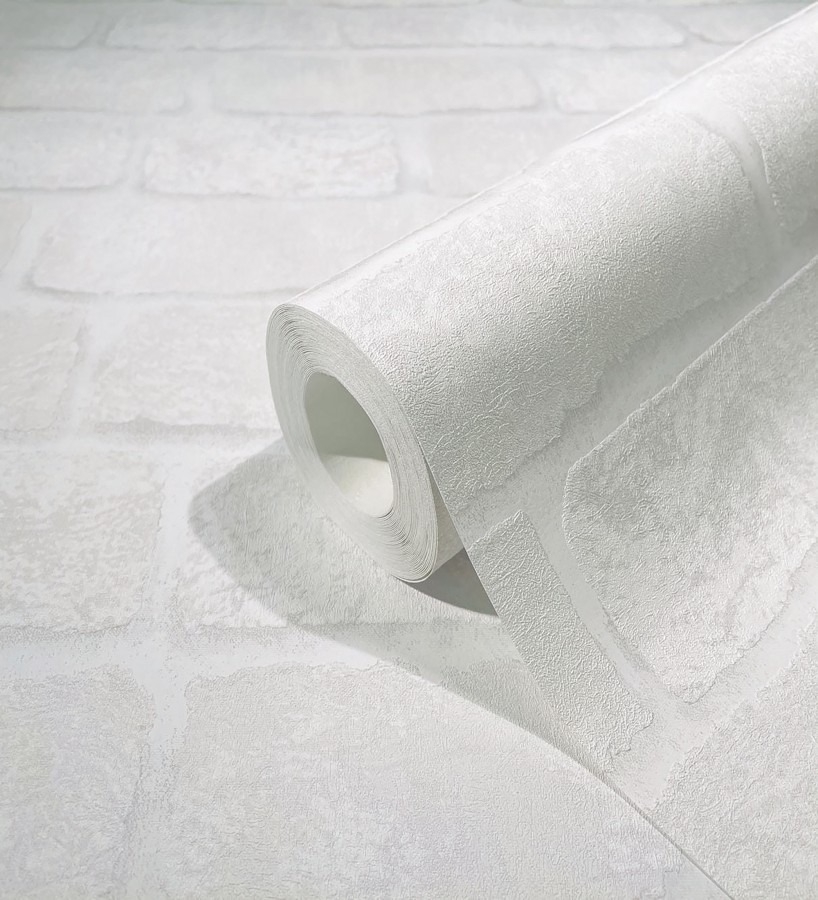 Papel pintado ladrillo blanco textura mineral  Vancouver Brick 685253