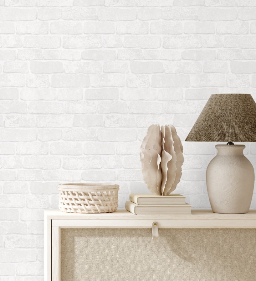 Papel pintado ladrillo blanco textura mineral  Vancouver Brick 685253