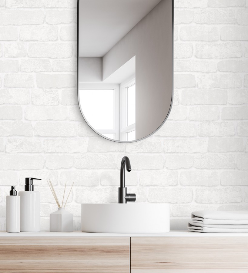 Papel pintado ladrillo blanco textura mineral  Vancouver Brick 685253