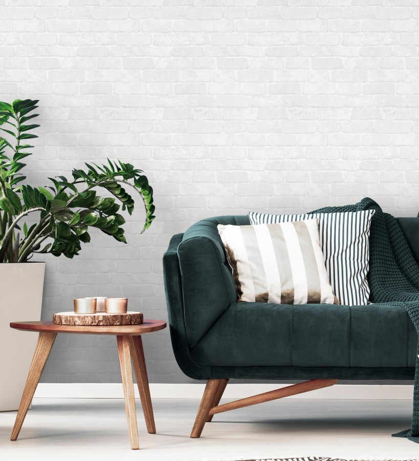 Papel pintado ladrillo blanco textura mineral  Vancouver Brick 685253
