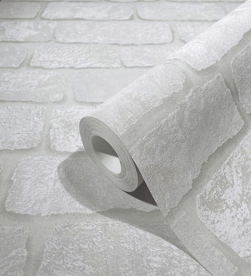Papel pintado ladrillo gris textura mineral  Vancouver Brick 685254