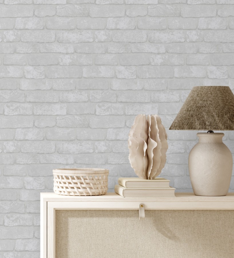 Papel pintado ladrillo gris textura mineral  Vancouver Brick 685254