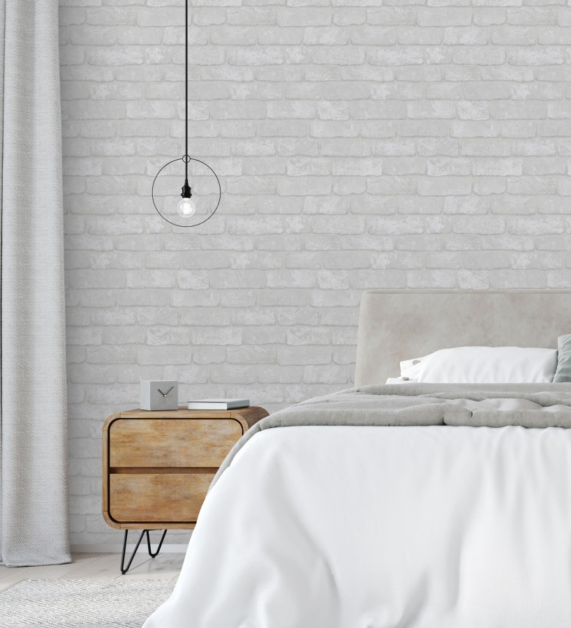 Papel pintado ladrillo gris textura mineral  Vancouver Brick 685254